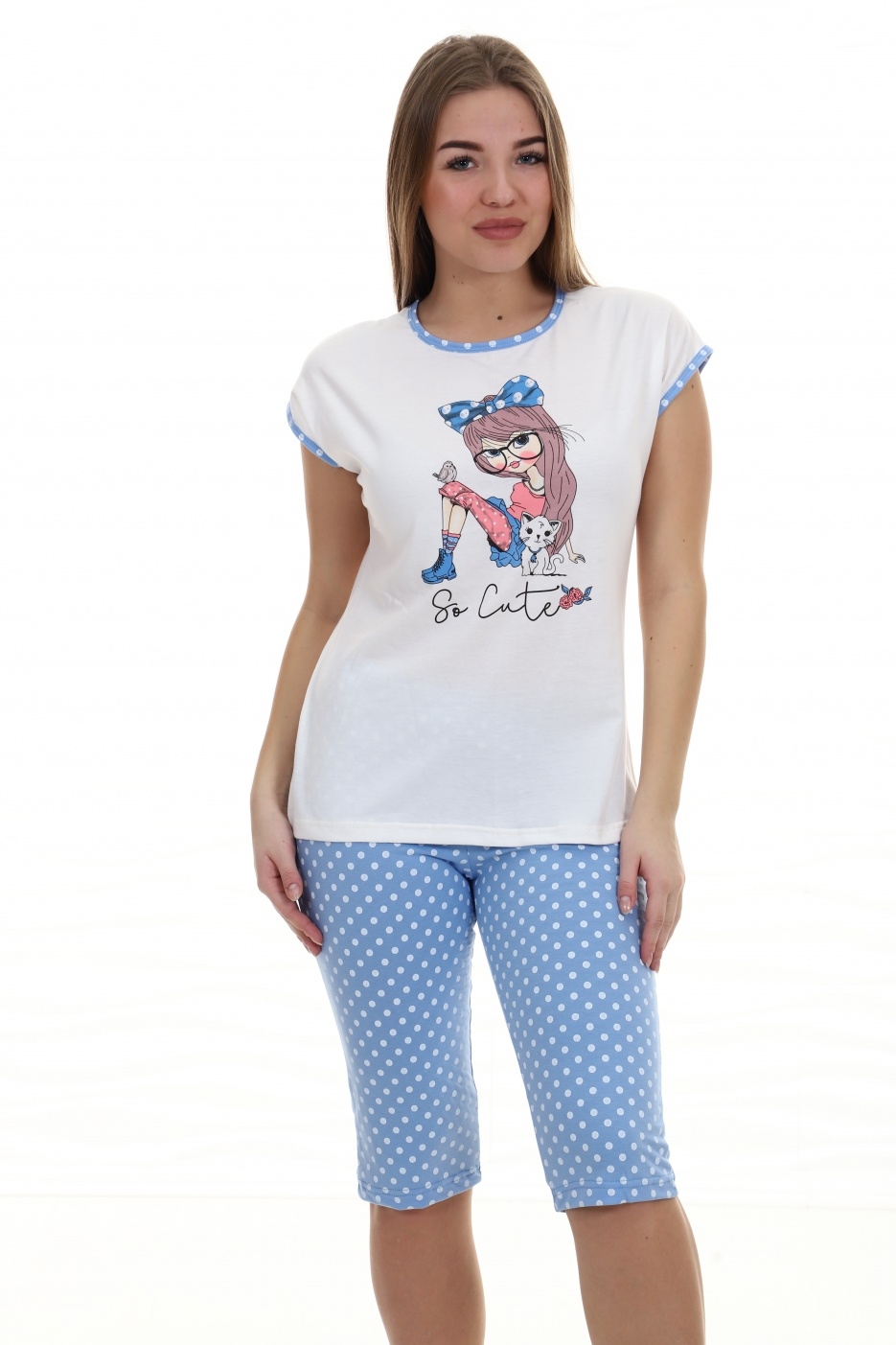Дамит трикотаж иванова. Пижама женская. Пижама с кокеткой. Пижама женская 48. Голубая и розовая пижама.