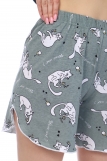 №168 Пижама (шорты) (Оливковый_кошка) (Фото 10)