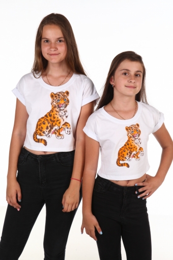 Короткая футболка Леопард (Белый) - Итос-Плюс