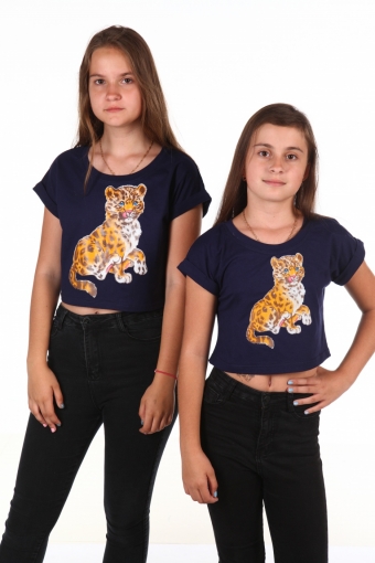 Короткая футболка Леопард (Темно-синий) - Итос-Плюс